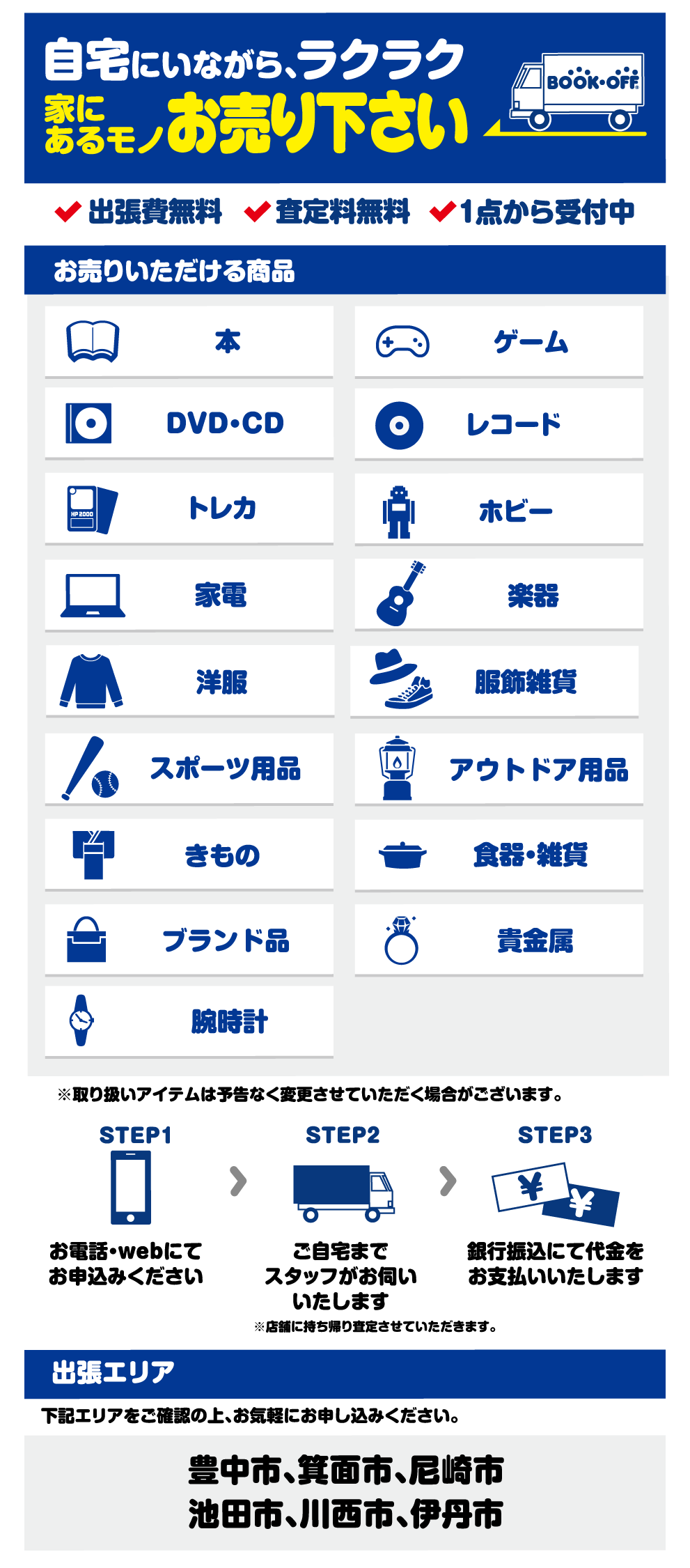 豊中三国店　7月8日より出張買取開始